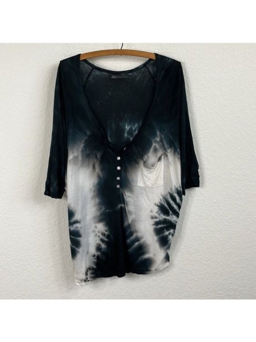John Eshaya Tie Dye Drop Sleeve Batwing Top